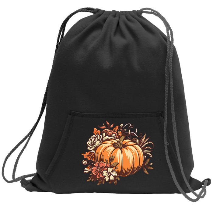 Fall Women Vintage Pumpkin Autumn Graphic Thanksgiving Sweatshirt Cinch Pack Bag