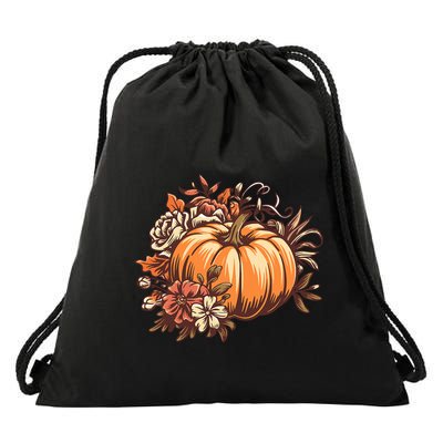 Fall Women Vintage Pumpkin Autumn Graphic Thanksgiving Drawstring Bag