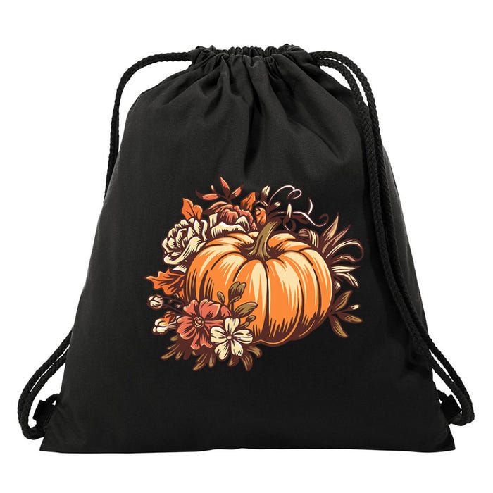 Fall Women Vintage Pumpkin Autumn Graphic Thanksgiving Drawstring Bag