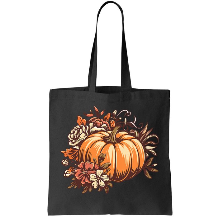 Fall Women Vintage Pumpkin Autumn Graphic Thanksgiving Tote Bag