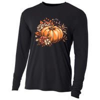 Fall Women Vintage Pumpkin Autumn Graphic Thanksgiving Cooling Performance Long Sleeve Crew