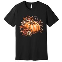 Fall Women Vintage Pumpkin Autumn Graphic Thanksgiving Premium T-Shirt