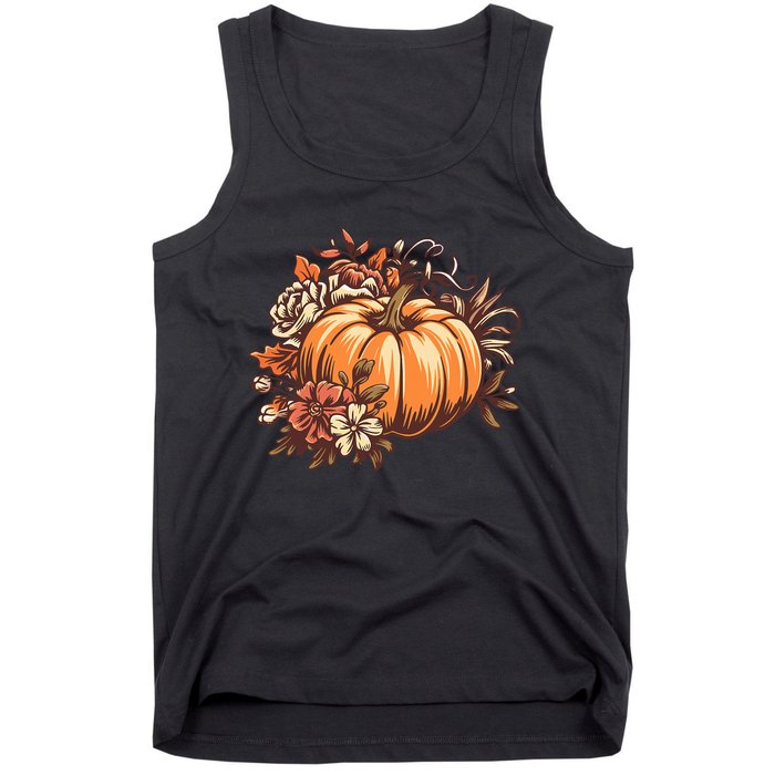 Fall Women Vintage Pumpkin Autumn Graphic Thanksgiving Tank Top