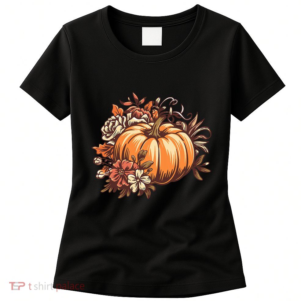 Fall Women Vintage Pumpkin Autumn Graphic Thanksgiving Womens T-Shirt