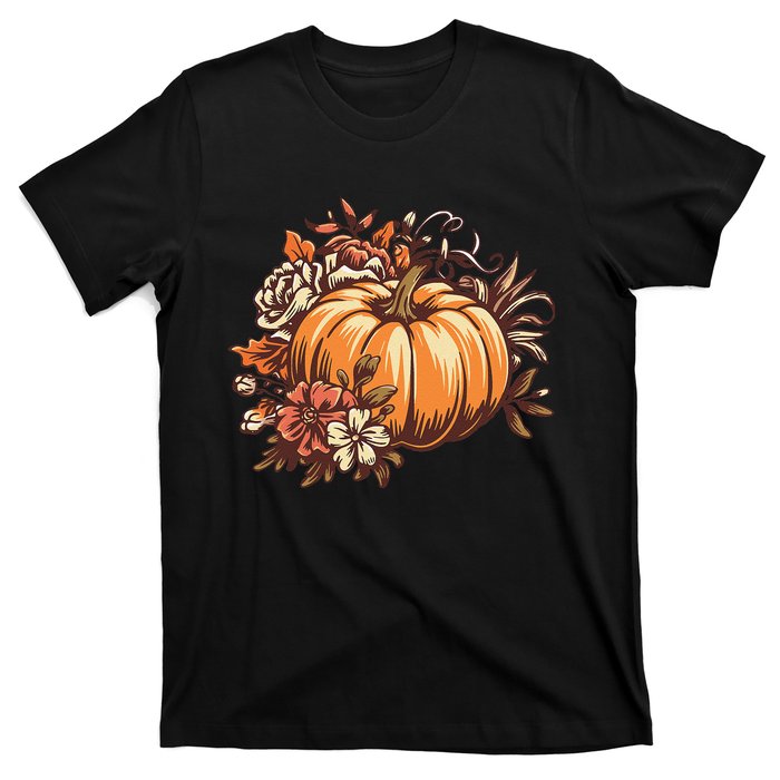 Fall Women Vintage Pumpkin Autumn Graphic Thanksgiving Gift T-Shirt