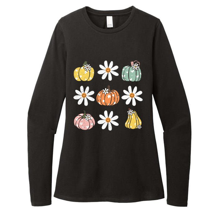 Fall Women Vintage Pumpkin Autumn Graphic Thanksgiving Womens CVC Long Sleeve Shirt