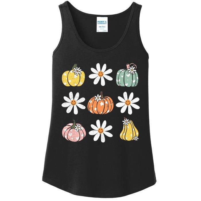 Fall Women Vintage Pumpkin Autumn Graphic Thanksgiving Ladies Essential Tank