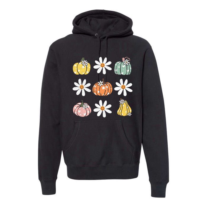 Fall Women Vintage Pumpkin Autumn Graphic Thanksgiving Premium Hoodie