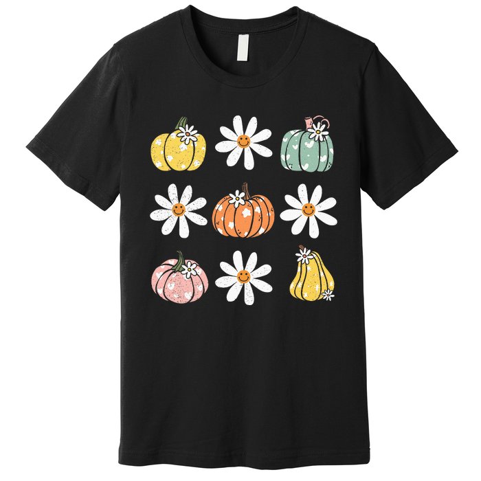 Fall Women Vintage Pumpkin Autumn Graphic Thanksgiving Premium T-Shirt