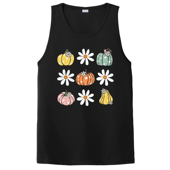 Fall Women Vintage Pumpkin Autumn Graphic Thanksgiving PosiCharge Competitor Tank