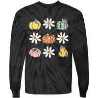 Fall Women Vintage Pumpkin Autumn Graphic Thanksgiving Tie-Dye Long Sleeve Shirt