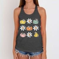 Fall Women Vintage Pumpkin Autumn Graphic Thanksgiving Women's Knotted Racerback Tank