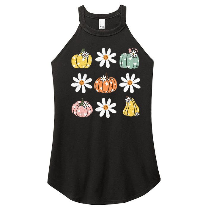 Fall Women Vintage Pumpkin Autumn Graphic Thanksgiving Women's Perfect Tri Rocker Tank