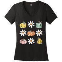 Fall Women Vintage Pumpkin Autumn Graphic Thanksgiving Women's V-Neck T-Shirt