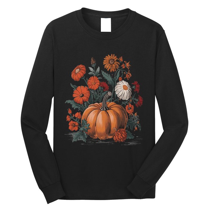 Fall Women Vintage Pumpkin Autumn Graphic Thanksgiving Long Sleeve Shirt