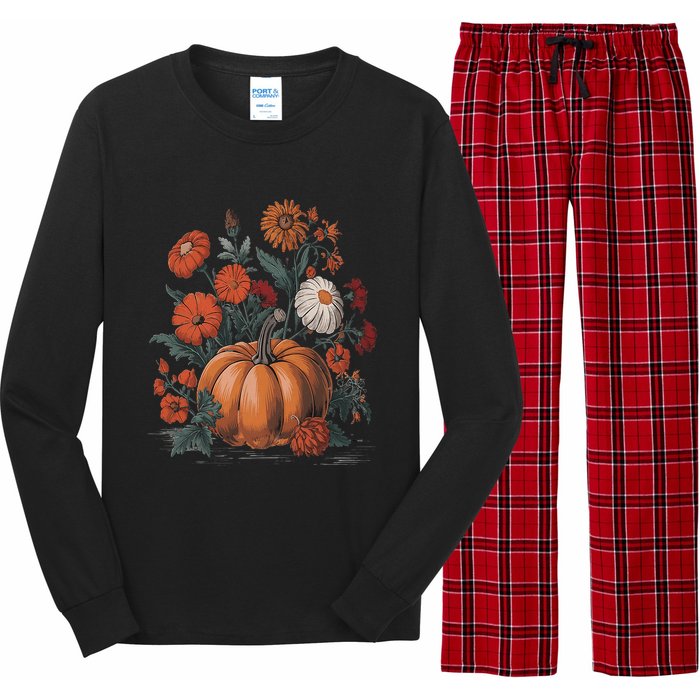 Fall Women Vintage Pumpkin Autumn Graphic Thanksgiving Long Sleeve Pajama Set