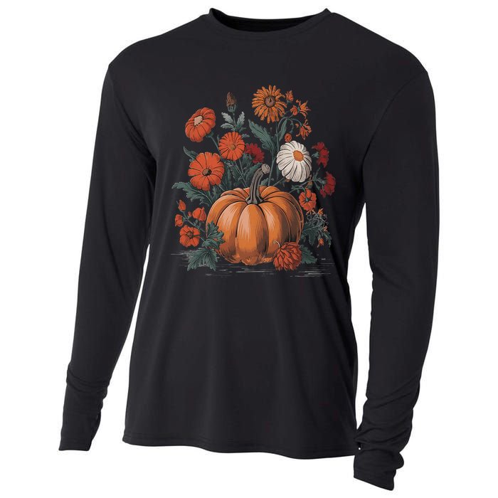 Fall Women Vintage Pumpkin Autumn Graphic Thanksgiving Cooling Performance Long Sleeve Crew