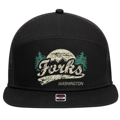 Forks Washington Vintage 7 Panel Mesh Trucker Snapback Hat