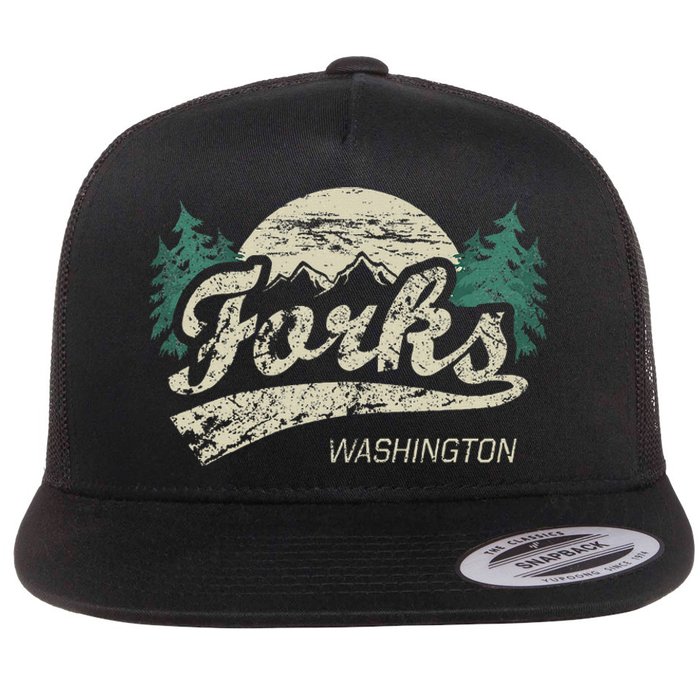 Forks Washington Vintage Flat Bill Trucker Hat