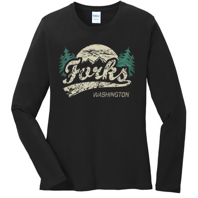 Forks Washington Vintage Ladies Long Sleeve Shirt