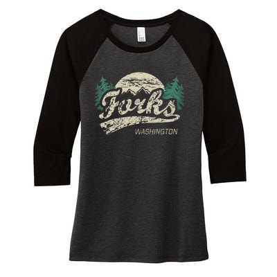 Forks Washington Vintage Women's Tri-Blend 3/4-Sleeve Raglan Shirt