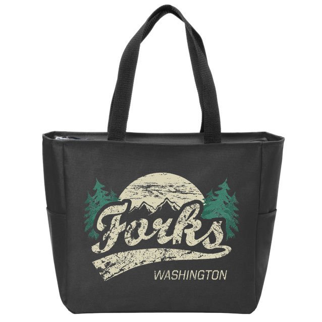 Forks Washington Vintage Zip Tote Bag