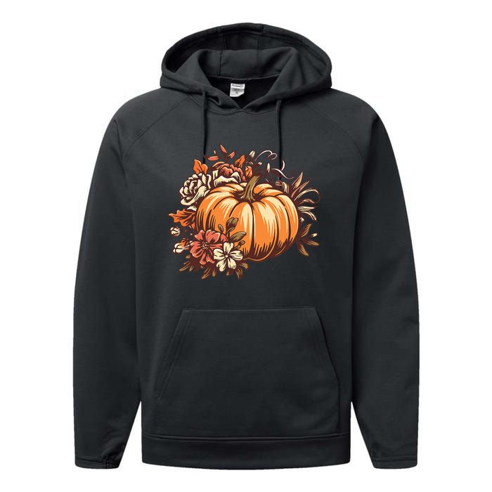 Fall Women Vintage Pumpkin Autumn Graphic Thanksgiving Performance Fleece Hoodie