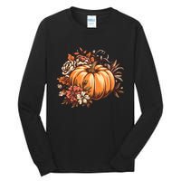 Fall Women Vintage Pumpkin Autumn Graphic Thanksgiving Tall Long Sleeve T-Shirt