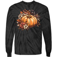 Fall Women Vintage Pumpkin Autumn Graphic Thanksgiving Tie-Dye Long Sleeve Shirt