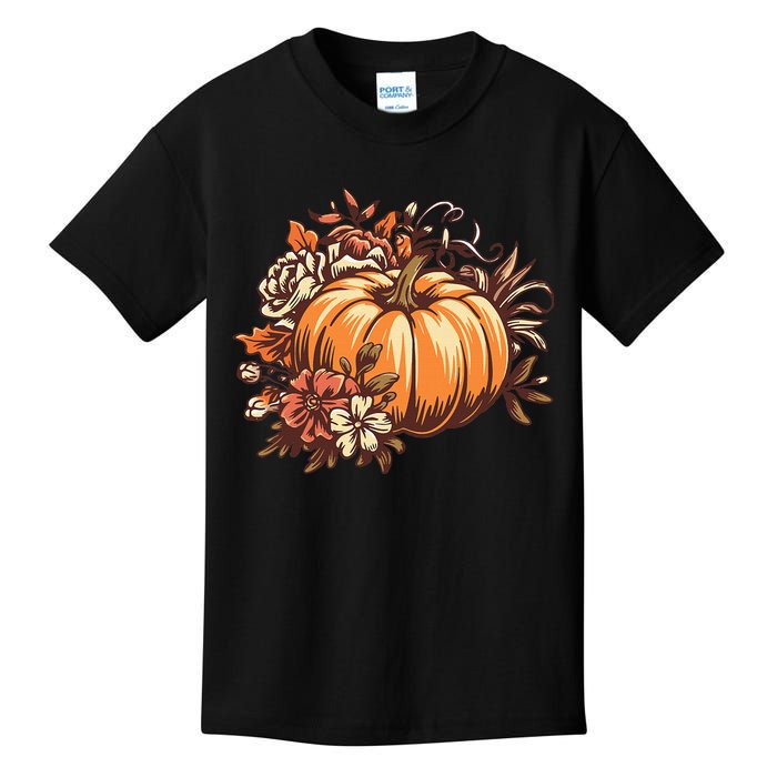 Fall Women Vintage Pumpkin Autumn Graphic Thanksgiving Kids T-Shirt