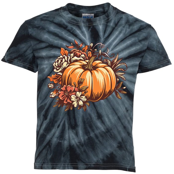 Fall Women Vintage Pumpkin Autumn Graphic Thanksgiving Kids Tie-Dye T-Shirt