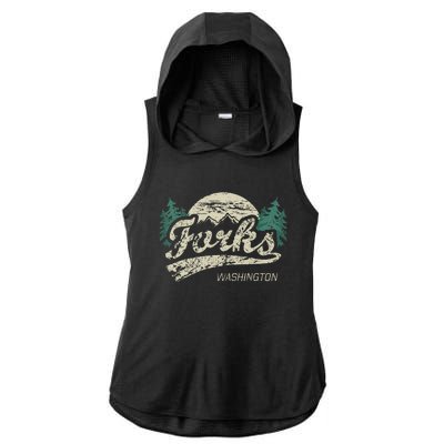 Forks Washington Vintage Ladies PosiCharge Tri-Blend Wicking Draft Hoodie Tank