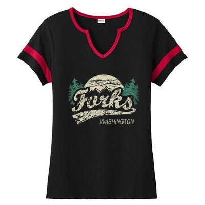 Forks Washington Vintage Ladies Halftime Notch Neck Tee