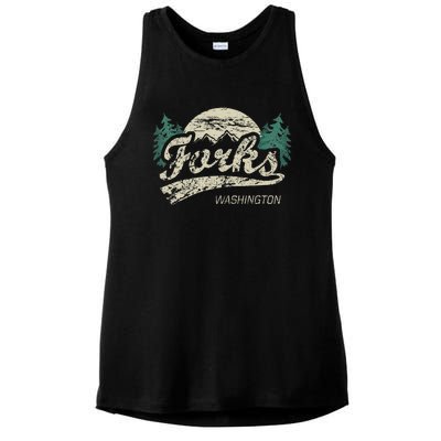 Forks Washington Vintage Ladies PosiCharge Tri-Blend Wicking Tank