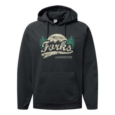 Forks Washington Vintage Performance Fleece Hoodie