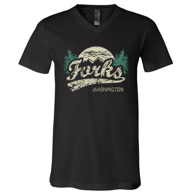 Forks Washington Vintage V-Neck T-Shirt