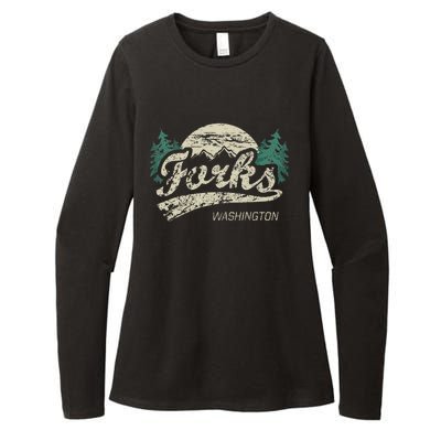 Forks Washington Vintage Womens CVC Long Sleeve Shirt