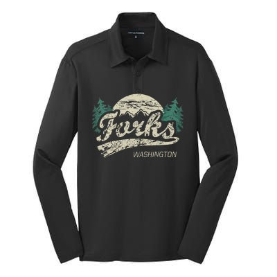 Forks Washington Vintage Silk Touch Performance Long Sleeve Polo