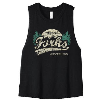 Forks Washington Vintage Women's Racerback Cropped Tank