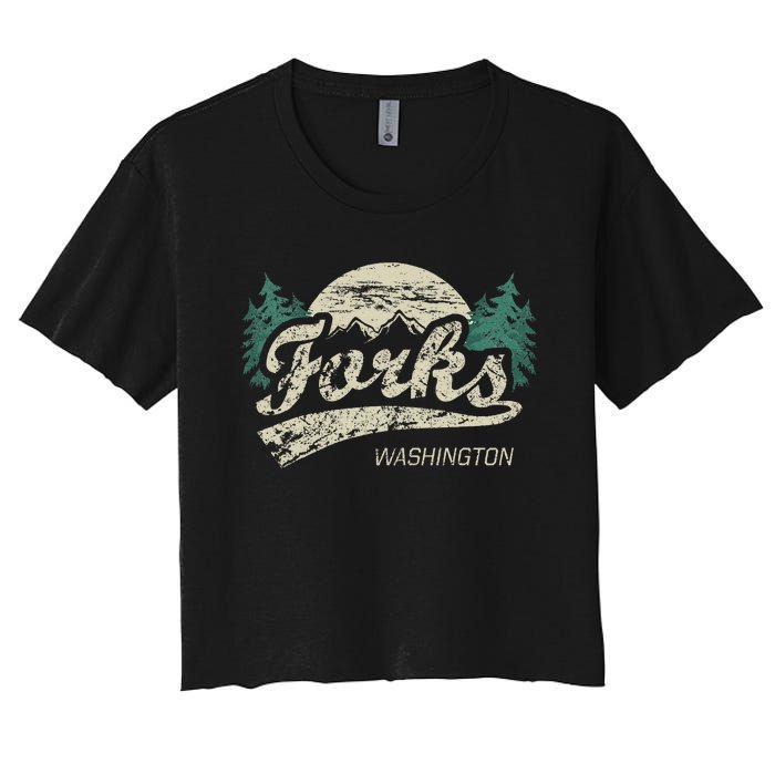 Forks Washington Vintage Women's Crop Top Tee