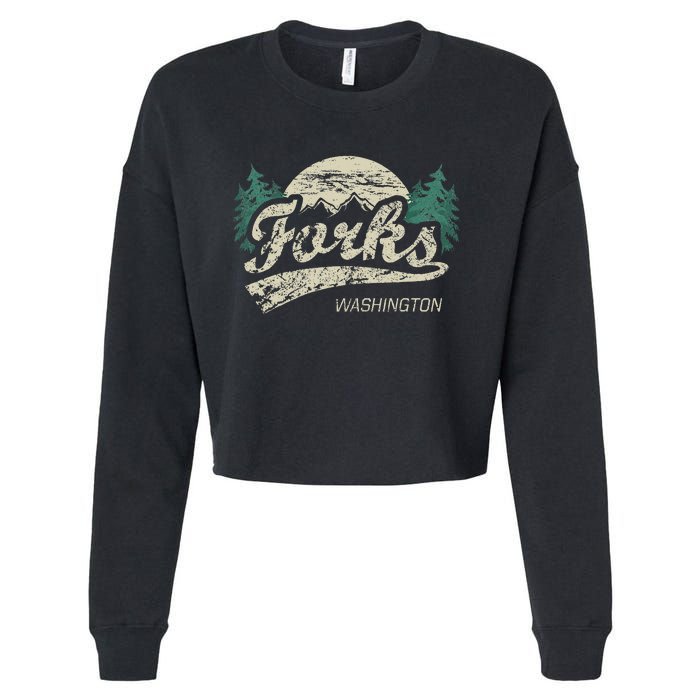 Forks Washington Vintage Cropped Pullover Crew