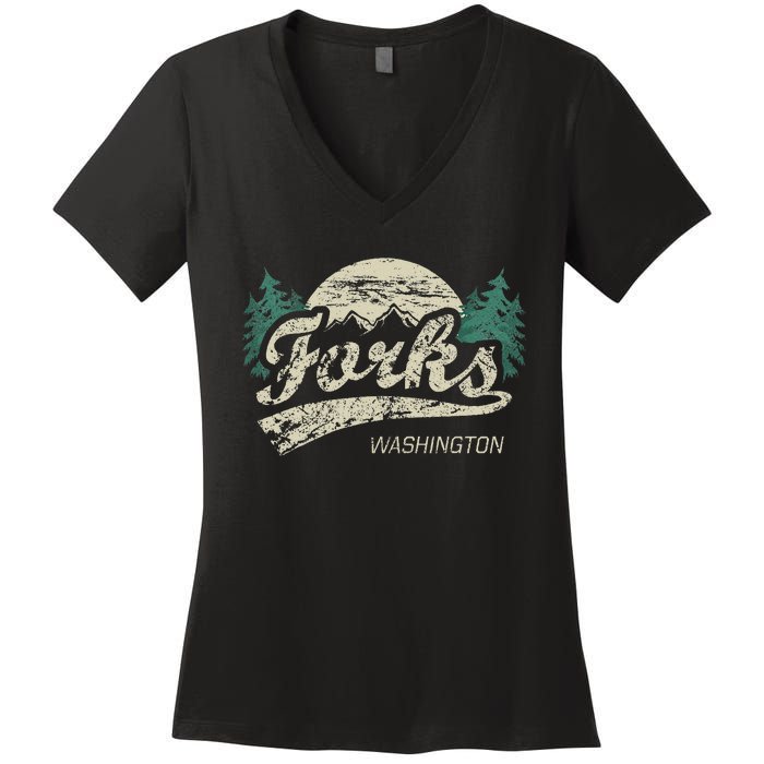 Forks Washington Vintage Women's V-Neck T-Shirt