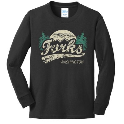 Forks Washington Vintage Kids Long Sleeve Shirt