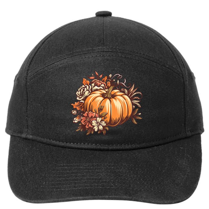 Fall Women Vintage Pumpkin Autumn Graphic Thanksgiving 7-Panel Snapback Hat