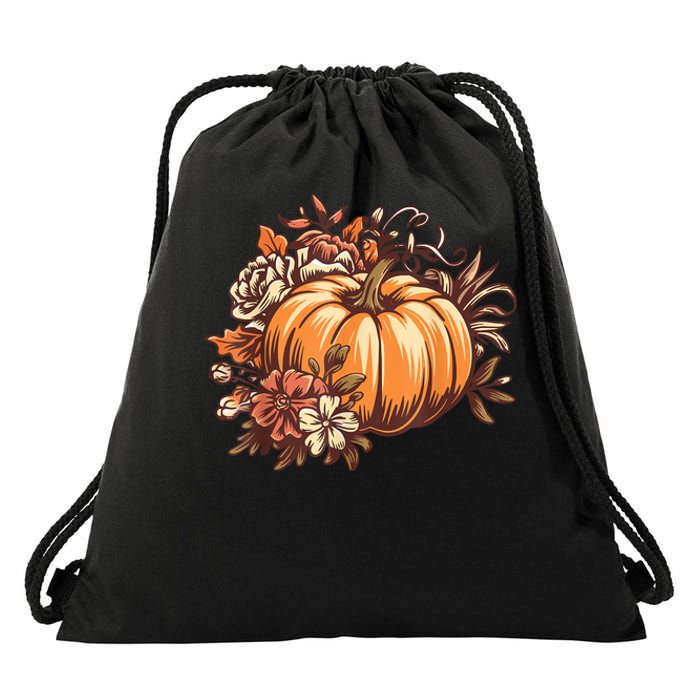 Fall Women Vintage Pumpkin Autumn Graphic Thanksgiving Drawstring Bag