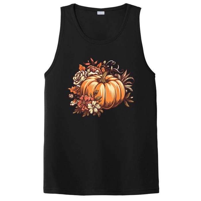 Fall Women Vintage Pumpkin Autumn Graphic Thanksgiving PosiCharge Competitor Tank