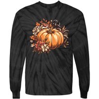 Fall Women Vintage Pumpkin Autumn Graphic Thanksgiving Tie-Dye Long Sleeve Shirt