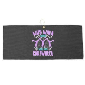 Funny Why Walk When You Can Cartwheel Large Microfiber Waffle Golf Towel