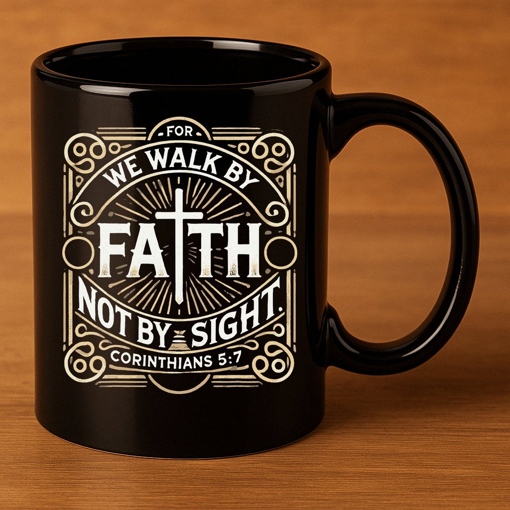 For We Walk Faith Not By Sight Christian Bible Verse 11oz C Handle Ceramic Mug