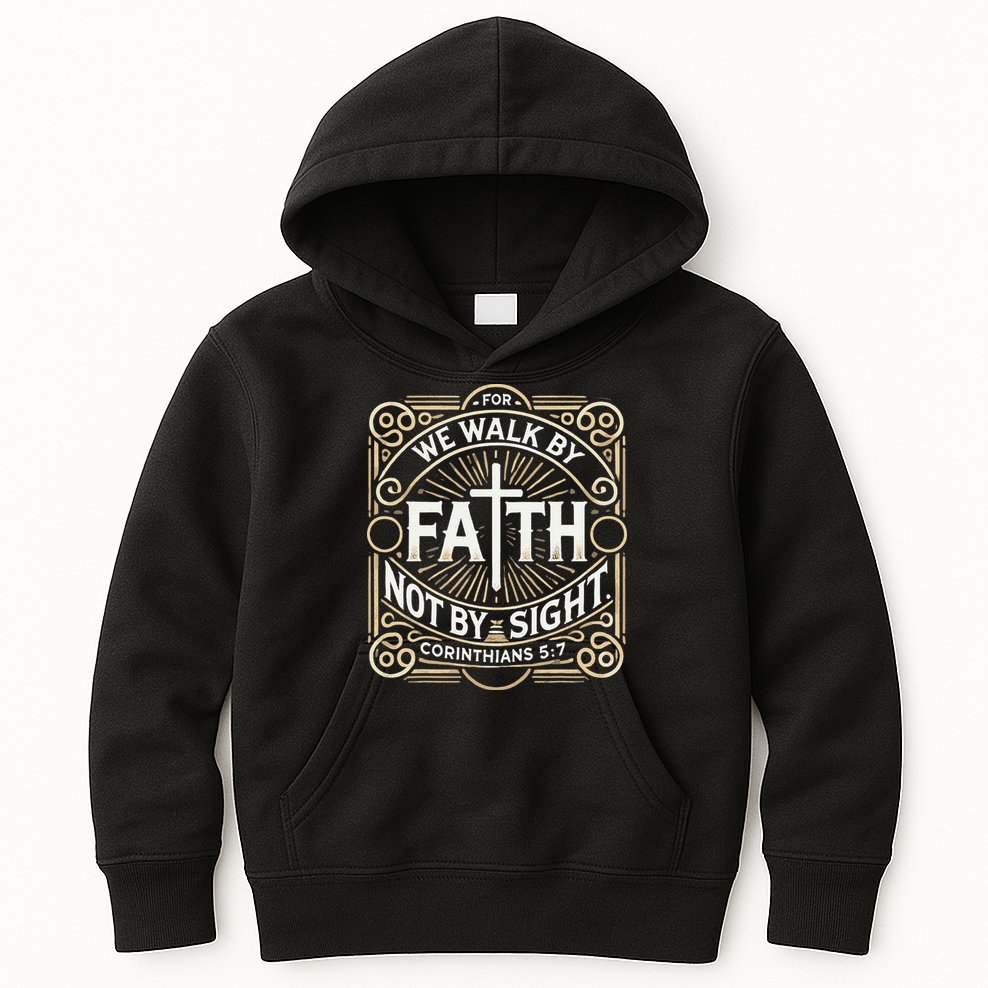 For We Walk Faith Not By Sight Christian Bible Verse Kids Hoodie